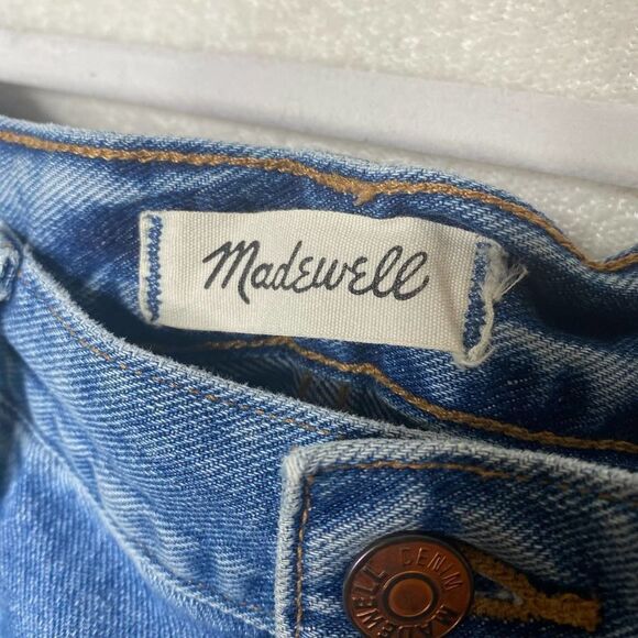 Madewell The Perfect Jean Short Frayed Hem Shorts High Rise Denim Blue Size 32 - Picture 4 of 11